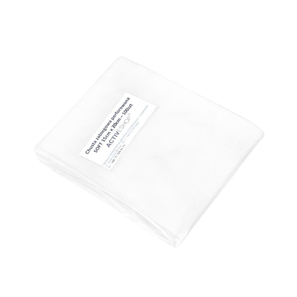 Disposable surgical scarves, perforated, 100 pieces 15x20 cm white — packaging
