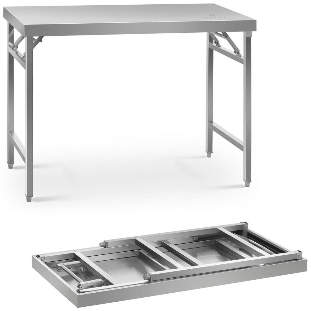 Mesa de cocina de acero inoxidable plegable 120 x 60 cm
