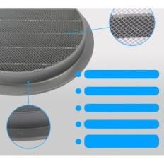 Hliníková ventilační mřížka 250mm šedá s pletem pro koupelnu / kuchyně