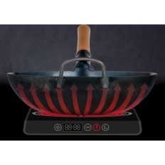 Wok stål yosukata 123-34cm krydret flad dno til induktion og rør steg