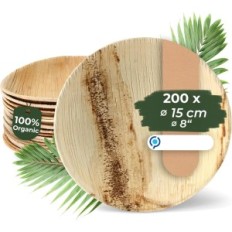 Vienkartinės biologiškai skaidomos plokštės su palmių lapais Biozoyg 15cm 125zt.