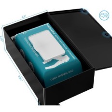 Stand for toilet paper Cisily black with a freestanding shelf. Bathroom accessories exhibition