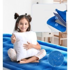 Matelas en peluche unique Viagkiki 001 190x99x46cm avec pompe bleu-blanche