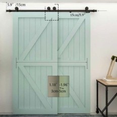 Sistema del bypass 173 cm Porta scorrevole set fino a 2 porte in legno nero