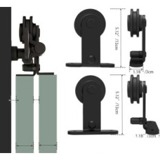 Sistema de la puerta corredera de bypass 173 cm de hasta 2 puertas de madera negro