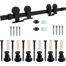 Sistema de la puerta corredera de bypass 173 cm de hasta 2 puertas de madera negro