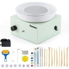 Mini koło garncarskie elektryczne 10 cm Huanyu zielone 0‑2000 RPM zestaw 27 narzędzi
