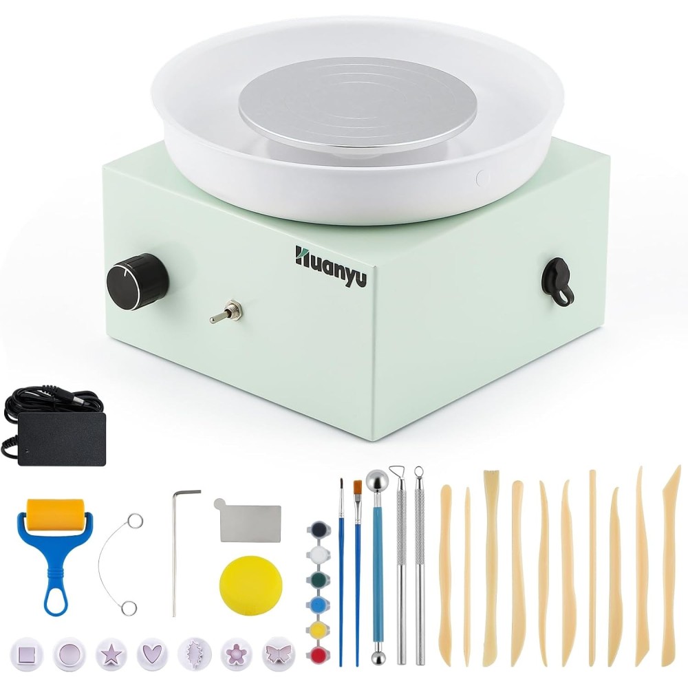 Mini Elektrotöpfe Kreis 10 cm Huanyu Grün 0-2000RPM Set 27 Werkzeuge