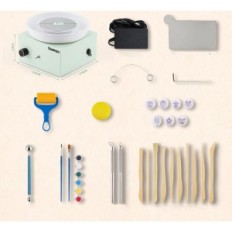Mini electric pottery circle 10cm Huanyu green 0-2000RPM set 27 tools