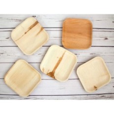 Disposable bionedbrydelige plader fra palme blade boks og træ 20x20cm 100pcs.