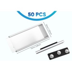 Magnetisk aluminiums-ID med en 72 × 32 mm-panel. Sølv 50 PCer