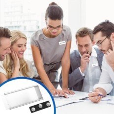 ID de aluminio magnético con un panel de 72 × 32 mm. Plata 50 piezas