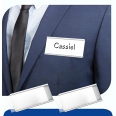 Magnetic aluminum ID with a 72 × 32 mm pane. Silver 50 pcs