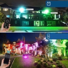 Farols LED ao ar livre 4 pcs. RGB T-Suno 100 W WiFi Bluetooth IP66 para o jardim e festas