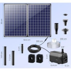NIEKOMPLETNY Solarna pompa do stawu Biling 35W z filtrem i fontanną 1600l/h