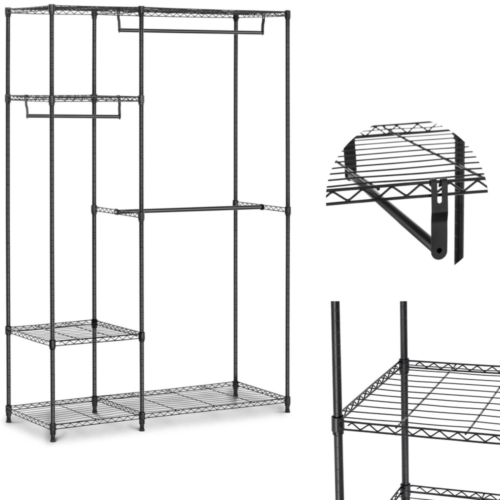 Žični stojalo za oblačila oblačila rokavi 4 police 3 obešalniki 119 x 45 x 179,5 cm do 270 kg