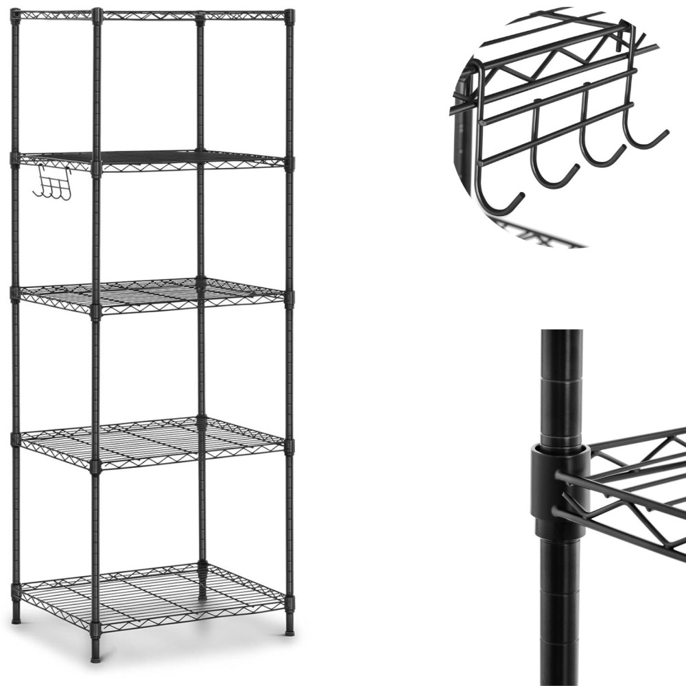 Estante de arame de fio bookcase 5 prateleiras 55 x 44,5 x 150 cm a 150 kg