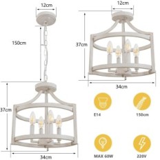 Lampadario moderno per il KMAIP Salon 4 lampada E14 rotondo vintage rustico