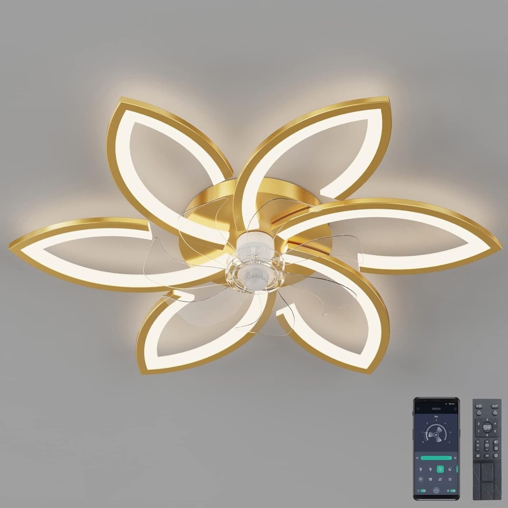 Used ceiling fan with 70W golden lamp quiet with remote control and application