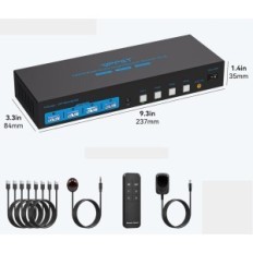 NIEKOMPLETNY/UŻYWANE Przełącznik KVM AILVLVNG HDMI DisplayPort 4PC 2 monitory