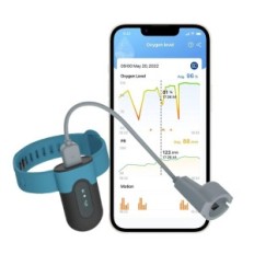 Used Wrist pulse oximeter Viatom Oxiband SpO2 with the application