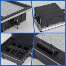 Floor socket recessed with mounting cartridges
