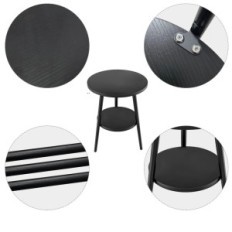 Table basse ronde KZAD 2 niveaux 38x555cm Noir avec cadre en métal