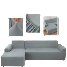 Lydevo Ecke Cover 195-230 cm hellgrau mit 2 Kissen