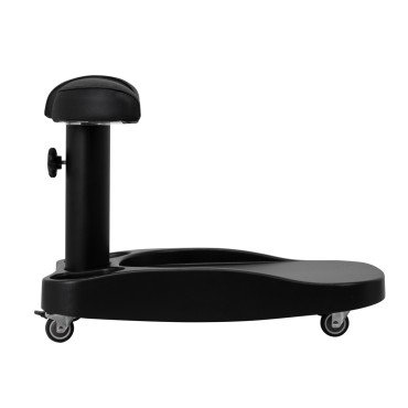 Carrello Azzurro per pediluvio nero con poggiapiedi regolabile — vista laterale