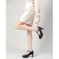 Women's high-heeled ppxid with a round toe and strap R.35