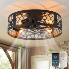 Ventilateur de plafond de 50 cm de 50 cm avec lampe E27 et télécommande de l'exposition noire