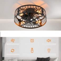 GADEED 50 CM Plafondventilator met E27-lamp en zwarte tentoonstelling Afstandsbediening