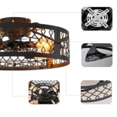 Ganed 50 cm stropný ventilátor s lampa E27 a diaľkovým ovládaním čiernej výstavy