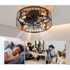 Ganeed 50 cm stropní ventilátor s lampou E27 a černou výstavou dálkového ovládání