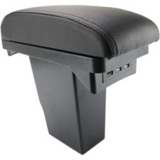 Black and black-layer leather armrest for the Peugeot 2008 car