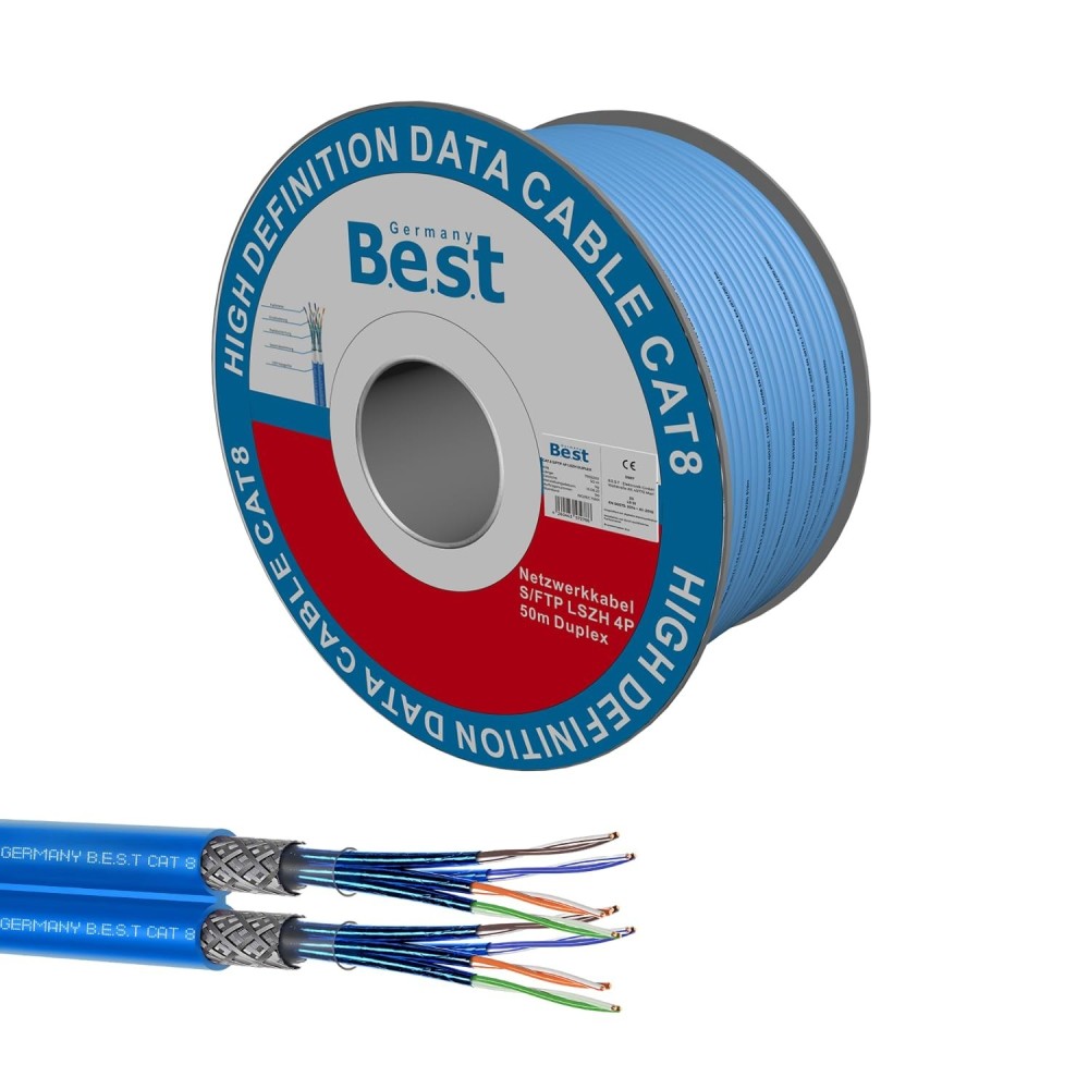 CAT8 Duplex 50m Síťový kabel Copper LAN Ethernet 40Gbit / s