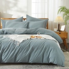 Katoenen kussen 240x260 cm met ritssluiting + 2 kussenslopen 65x65 cm blauw