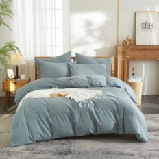 Katoenen kussen 240x260 cm met ritssluiting + 2 kussenslopen 65x65 cm blauw