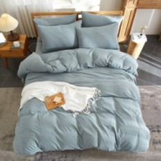 Katoenen kussen 240x260 cm met ritssluiting + 2 kussenslopen 65x65 cm blauw