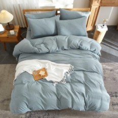 Katoenen kussen 240x260 cm met ritssluiting + 2 kussenslopen 65x65 cm blauw