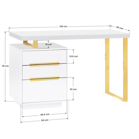 Τραπέζι Μανικιούρ COSMETIC DESK 3311G Λευκός Χρυσός