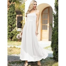 Večerní šaty Dlouhé Dresstells Lace White pro svatební velikost XXL