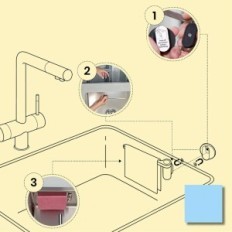 Poignée magnétique sur les draps d'évier d'évier heureux en acier inoxydable