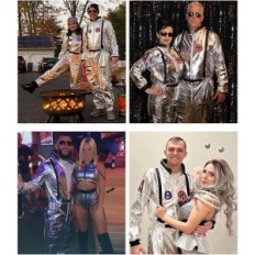 Astronaut kostým stříbrný unisex pro dospělé karnevalové uwxozo