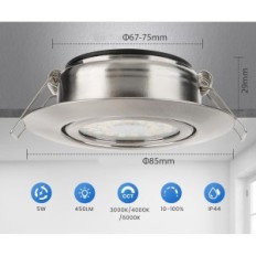 Fari a led. Cloxsh da incasso 5W IP44 regolabili 12 pezzi. Per bagno e cucina
