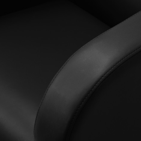 Gabbiano Sylvia hairdressing wash station black — close-up of the armrest