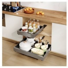 Tiroir télescopique ICARE ajustable 32-52 cm Cuisine Organisateur Gris Acier