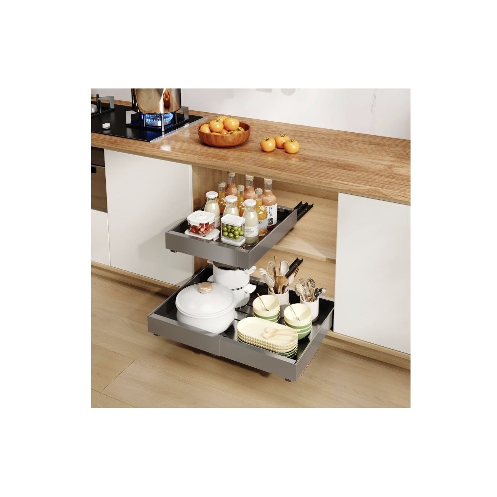 ICARE telescopic drawer Adjustable 32-52 cm Kitchen Organizer gray steel