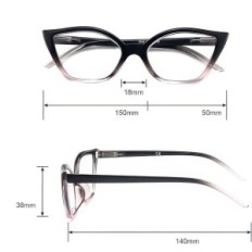Čtení brýlí pro čtení žen "Cat Eye" s modrým světlem +3.00 filtr