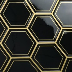 3D-väggklistermärkear Varypaper hexagonal svart 30.5x30,5 cm 20 st.